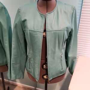 Newport News Aqua Blue Leather Jacket